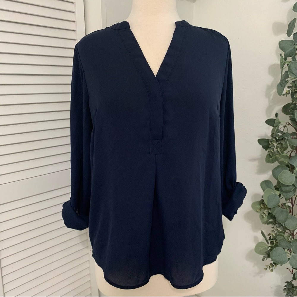 The Limited Long Sleeve Navy Blue Blouse Women's Size Medium